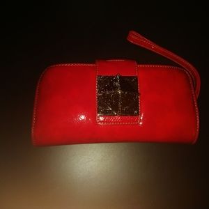 Red wristlet wallet